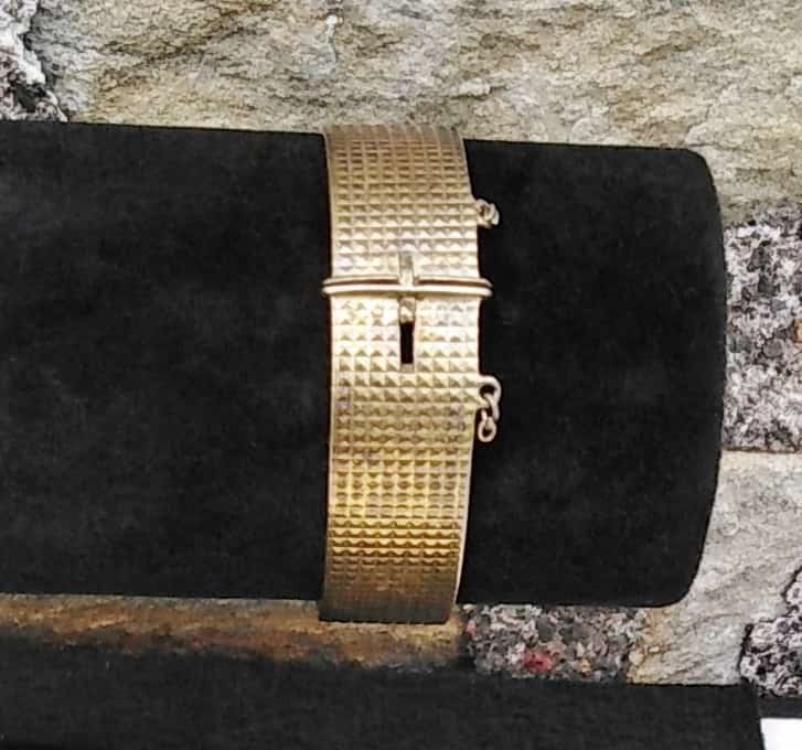 Vintage 1983 Fred Manshaw 22ct Gold On Silver "Hobnail" Pyramid Stud Bangle